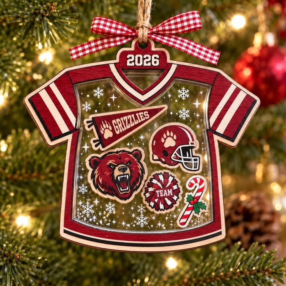 Personalized Football Jersey Christmas Ornament, Custom Name & Number Fan Gift