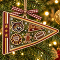 Personalized School Pennant Christmas Ornament, Custom Mascot Spirit Decor