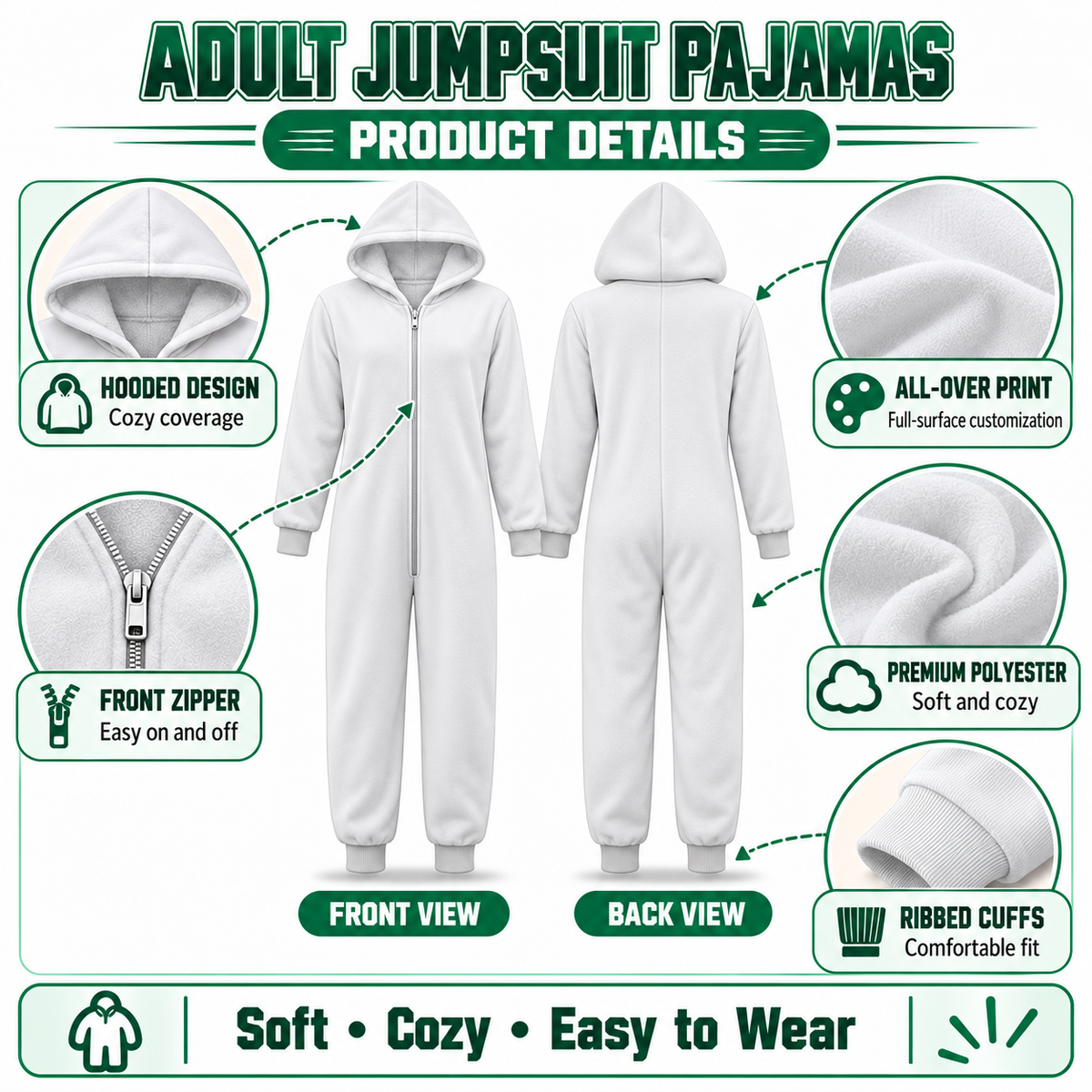 Matching School Mascot Christmas Pajamas, Custom Holiday Jumpsuit Loungewear
