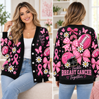 Breast Cancer Awareness Cardigan, Game Day Pink Ribbon Sweater