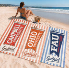 Personalized College Pennant Beach Towel, Custom Graduation Summer Gift