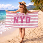 Custom College Beach Towel, Personalized Striped Grad Towel