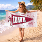 Custom College Beach Towel, Personalized Banner Grad Towel