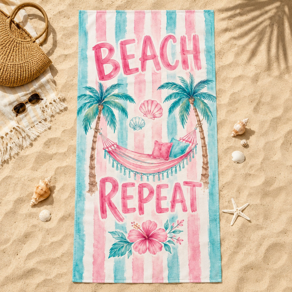 Tropical Hammock Teacher Beach Towel, Educator Summer Vacation Gift