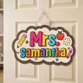 Personalized Teacher Name Door Sign, Custom Classroom Wooden Sign