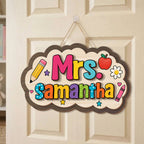 Personalized Teacher Name Door Sign, Custom Classroom Wooden Sign