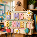 Custom Teacher Classroom Door Sign, Cute Back to School Wood Plaque - product image 1