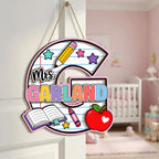 Custom Name Teacher Wooden Sign, 2-Layer Monogram Classroom Plaque - product image 1