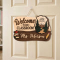 Custom Teacher Classroom Door Sign, Rustic Adventure Welcome Plaque - product image 1
