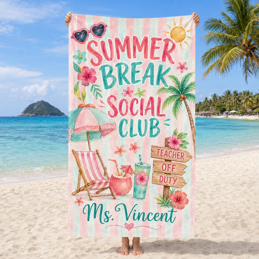 Personalized Teacher Summer Beach Towel