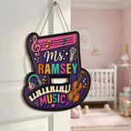 Custom Music Teacher Classroom Door Sign, Cute Back to School Wood Plaque - product image 1