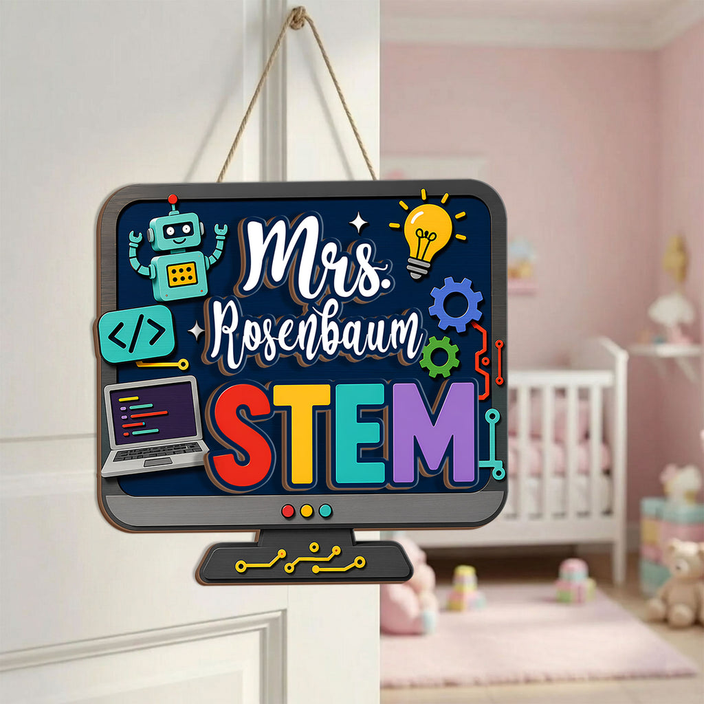 Custom Teacher Classroom Door Sign, Cute Bee Hive Welcome Wooden Plaque - product image 1