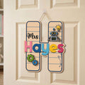 Personalized STEM Teacher Classroom Door Sign, Custom Wooden Name Sign