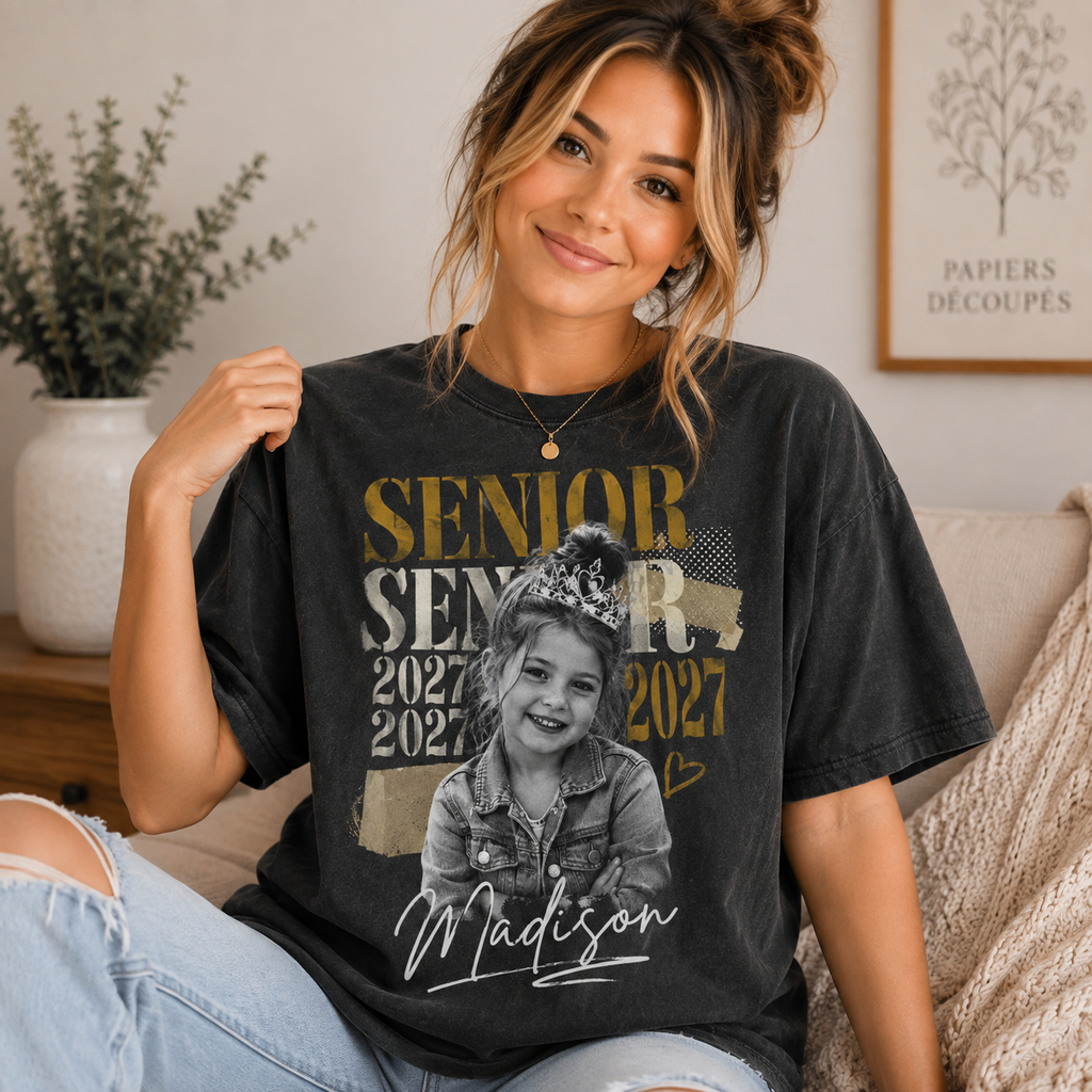 Custom Senior Photo T-Shirt, Vintage Graduation Graphic Tee
