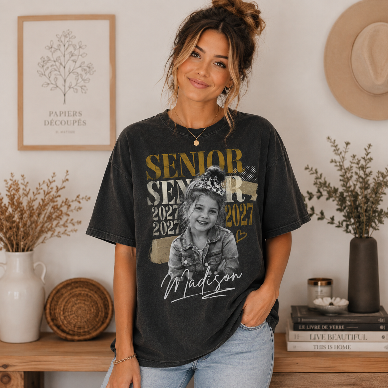 Custom Senior Photo T-Shirt, Vintage Graduation Graphic Tee
