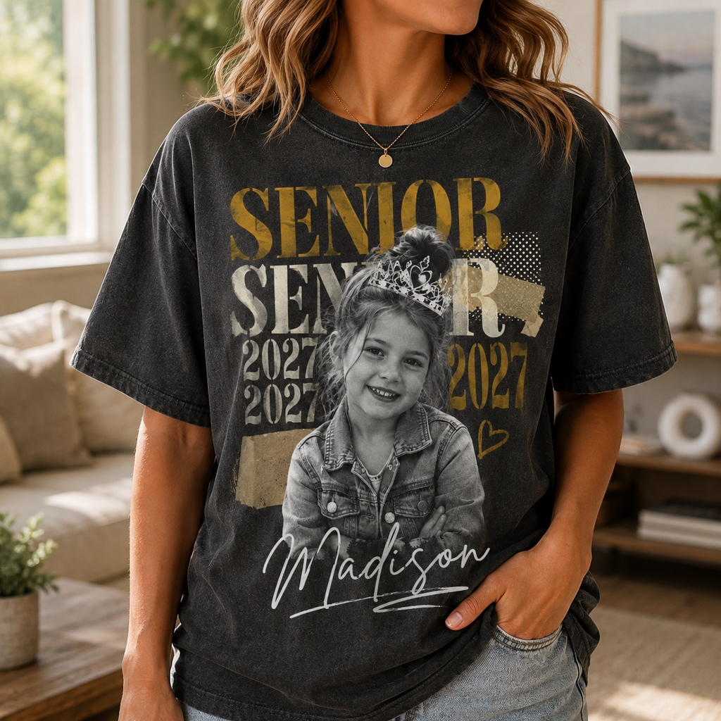 Custom Senior Photo T-Shirt, Vintage Graduation Graphic Tee