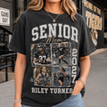 Custom Senior Mom Photo T-Shirt, Vintage Game Day Athlete Tee