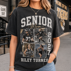 Custom Senior Mom Photo T-Shirt, Vintage Game Day Athlete Tee