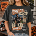 Custom Senior Mom Photo T-Shirt, Vintage Game Day Football Tee