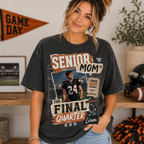Custom Senior Mom Photo T-Shirt, Vintage Game Day Football Tee