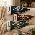 Personalized College Pennant Pillow, Custom University Name Dorm Decor