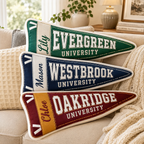 Personalized University Pennant Pillow, Custom College Name Dorm Decor