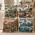 Personalized Vintage College Pillow, Nostalgic University Gift