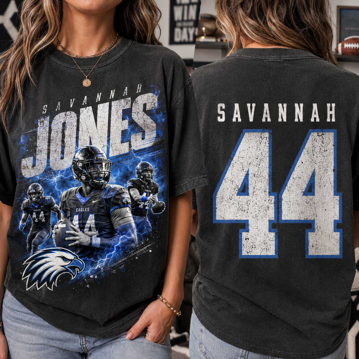 Custom Football Game Day T-Shirt, Vintage School Spirit Athlete Tee