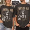 Custom Football Mom and Dad T-Shirt, Vintage Game Day Photo Tee