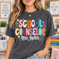 Custom School Counselor T-Shirt, Colorful Retro Graphic Teacher Tee