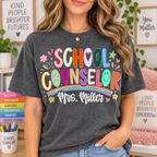 Proud School Counselor Shirt, Personalized Rainbow Educator Gift