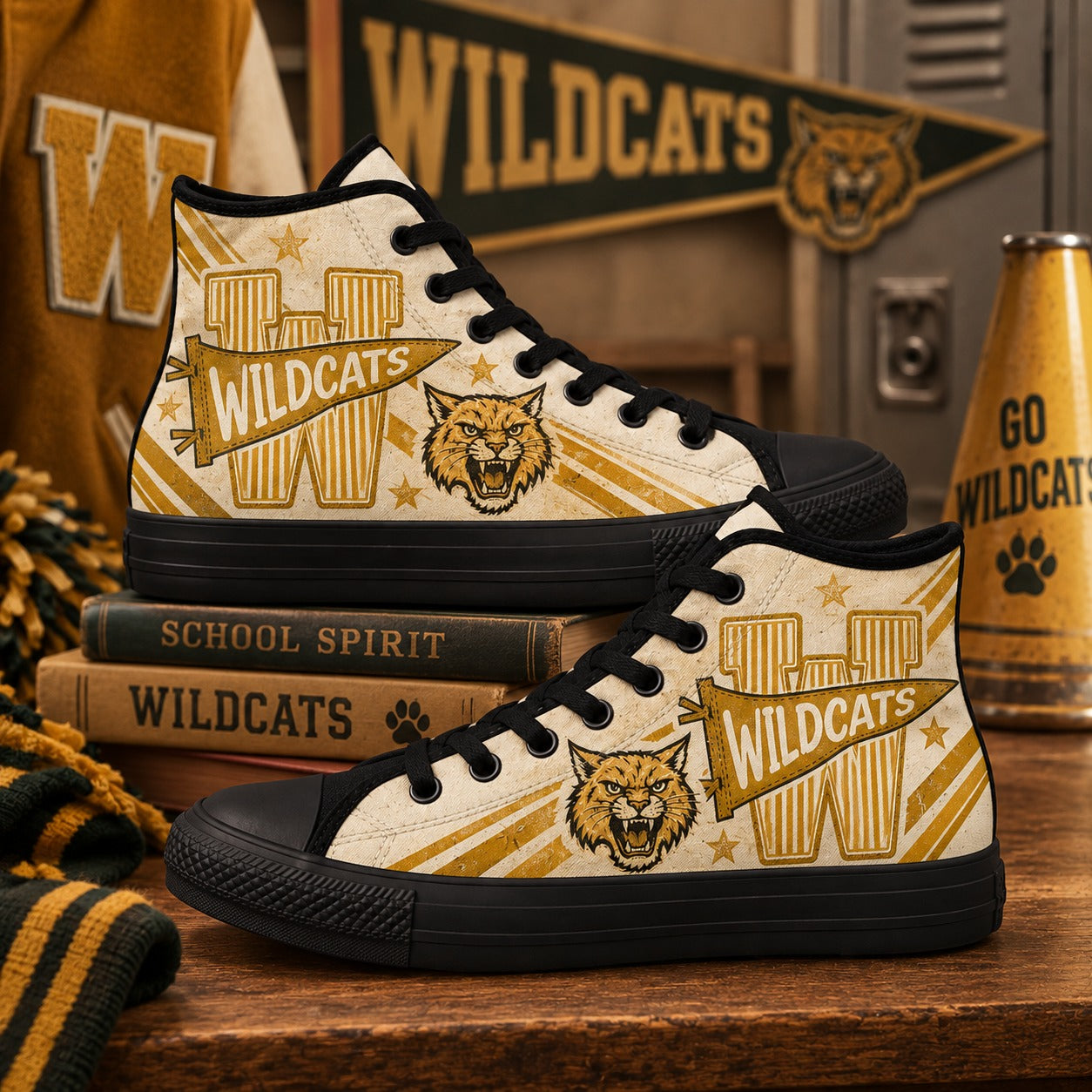 Custom College Canvas High Tops, Personalized School Spirit Sneakers
