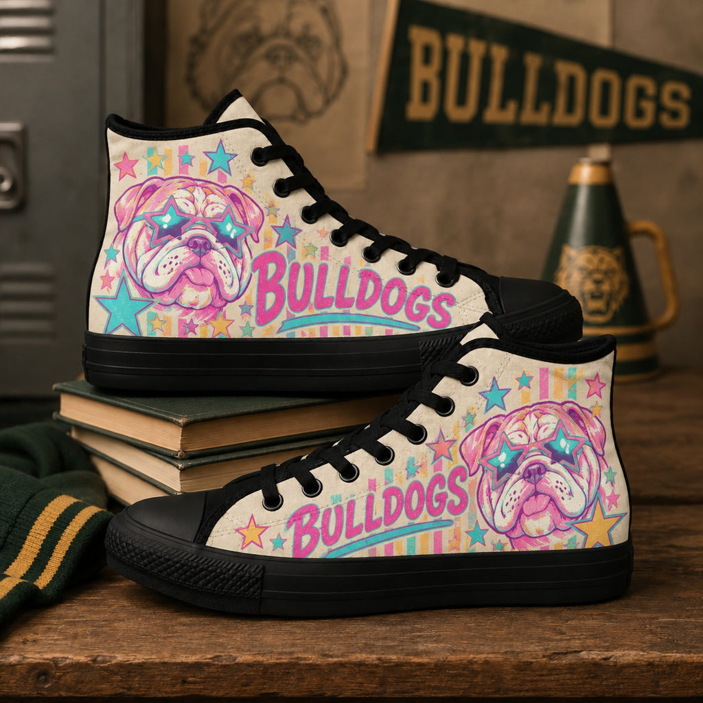 Custom Mascot High Top Canvas Sneakers, Personalized School Spirit Shoes
