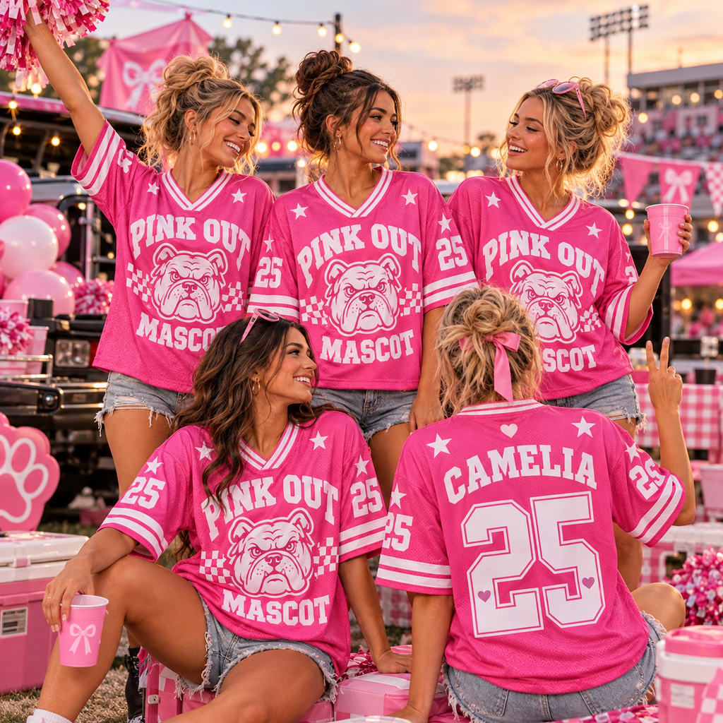 Pink Out Game Day Mascot Football Jersey, Cancer Supporter Keepsake Gift - product image 1