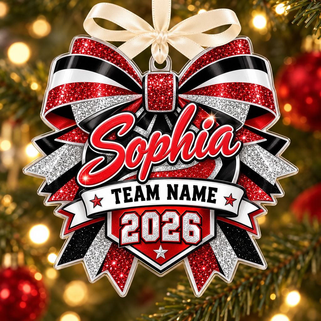 Personalized Cheer Bow Christmas Ornament