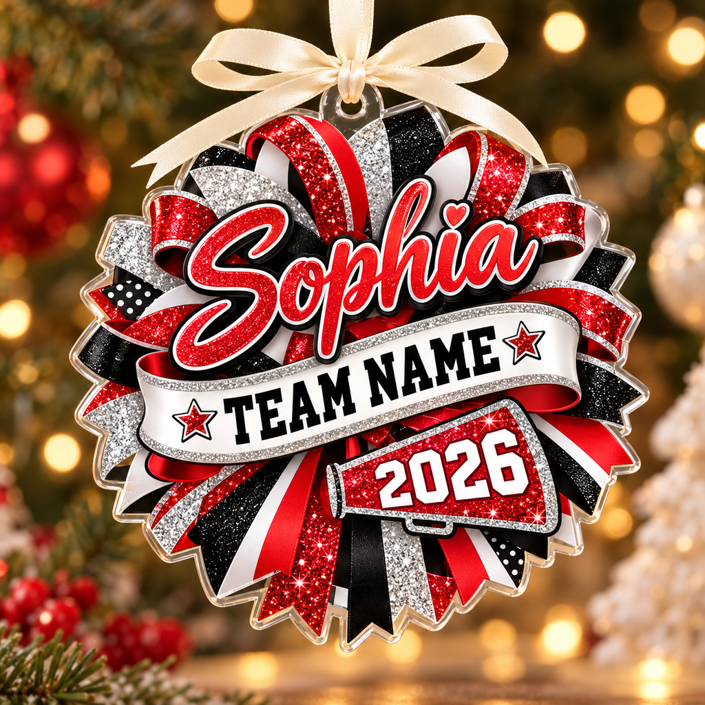 Custom Cheerleading Bow Acrylic Ornament