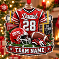 Personalized Football Player Christmas Ornament