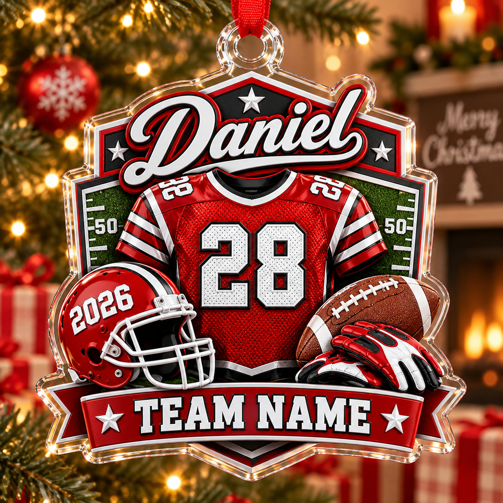 Personalized Football Team Christmas Ornament