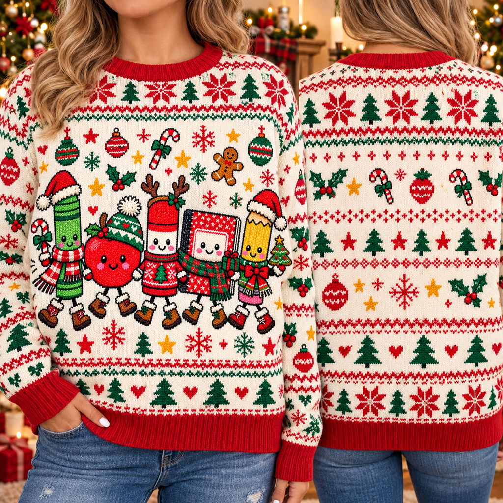 Personalized Teacher Christmas Sweater, Cute School Staff Holiday Gift