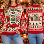 Personalized Speech Therapist Christmas Sweater, Cute SLP Holiday Gift