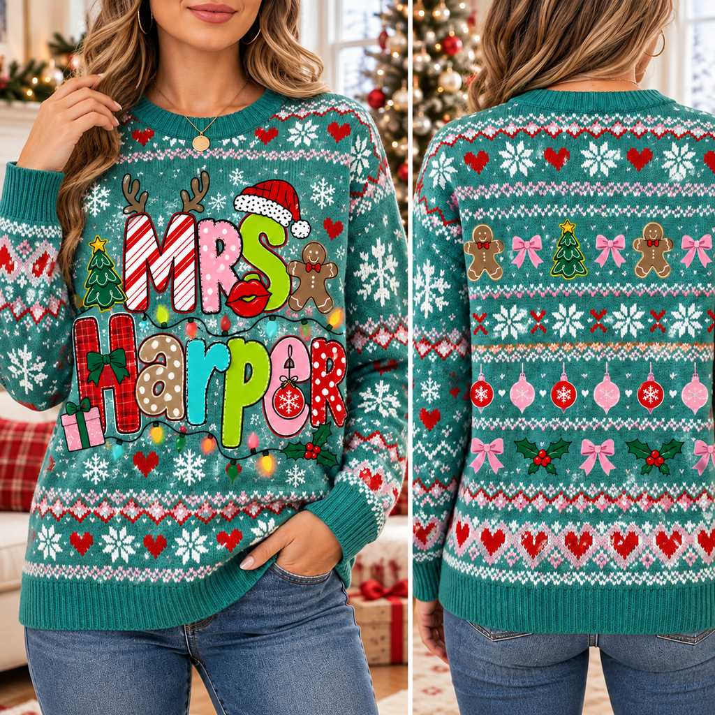 Personalized Teacher Christmas Sweater, Custom Educator Holiday Gift