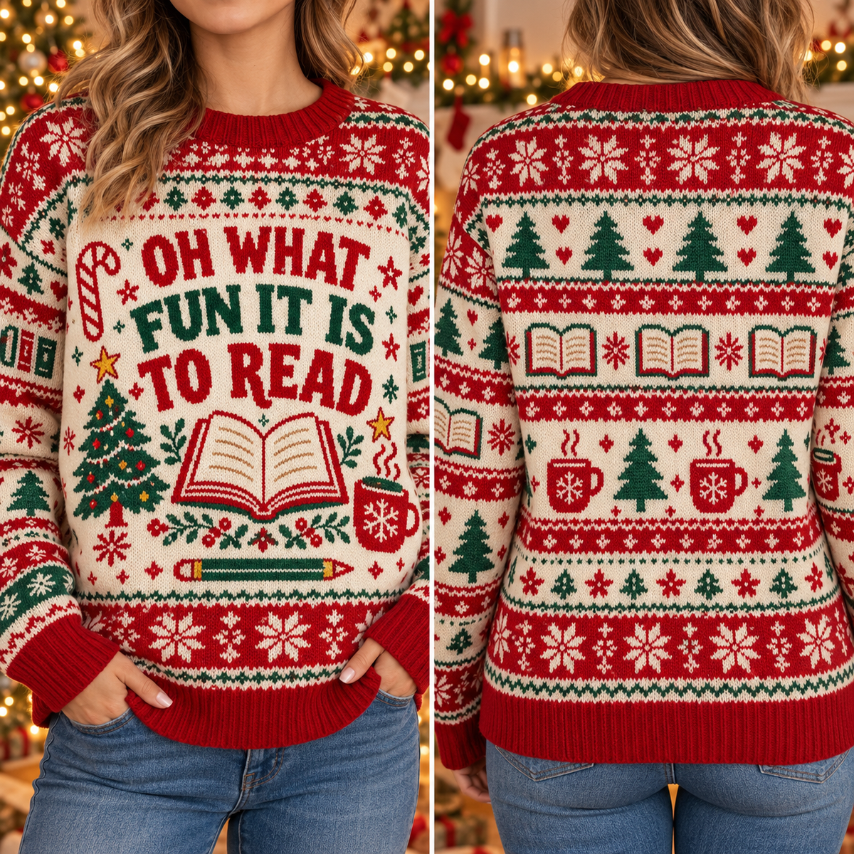 Teacher Ugly Christmas Sweater, School Holiday Party Pullover