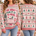 Reading Teacher Christmas Sweater, Cute Book Lover Holiday Gift