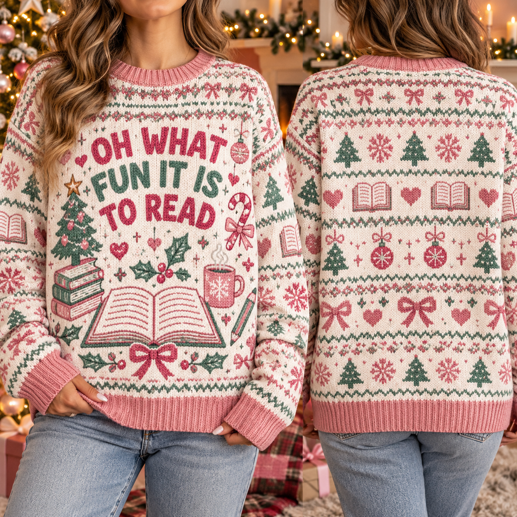 Reading Teacher Christmas Sweater, Cute Book Lover Holiday Gift