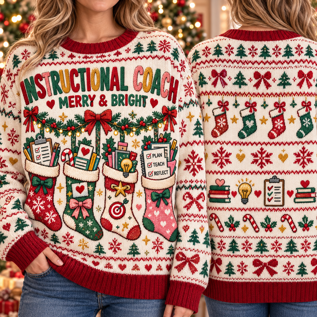 Instructional Coach Christmas Sweater, Cute Educator Gift