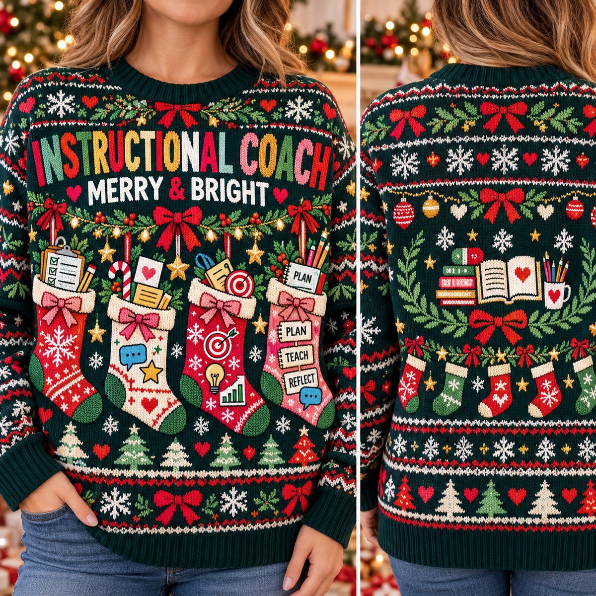 Instructional Coach Christmas Sweater, Merry Educator Gift