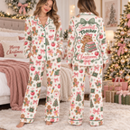 Personalized Gingerbread Teacher Christmas Pajama Set, Cozy Loungewear