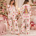 Personalized Coquette Teacher Christmas Pajamas, Sweet Educator Gift Set