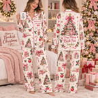 Personalized Teacher Christmas Pajama Set, Book Tree Holiday Loungewear