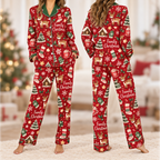 Matching Family Christmas Pajamas, Red Reindeer Holiday Sleepwear Set